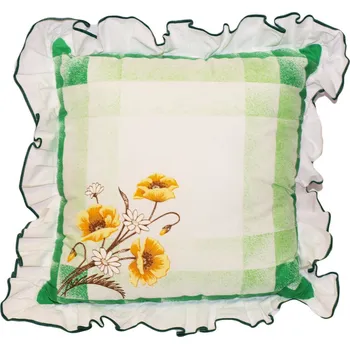 Polštář Polštář, Máky s volánem, zelený, 40 x 40 cm