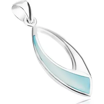 Přívěsek Stříbrný přívěsek 925, lesklý ovál s modrou perletí a výřezem uprostřed