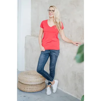 Dámské tričko Dámské tričko BASIC "V" červené - DTRLIVRES