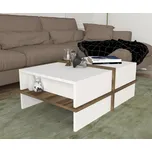Konferenční stolek JEFERY, bílá/vlašský ořech + vyzvednutí ZDARMA