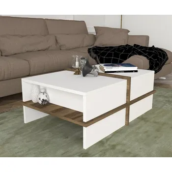 Konferenční stolek Konferenční stolek JEFERY, bílá/vlašský ořech + vyzvednutí ZDARMA