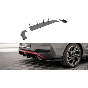 Tuning Zadní boční splittry Hyundai I30 Fastback N-Line Mk3 Facelift (černo-červená + lesklé klapky)