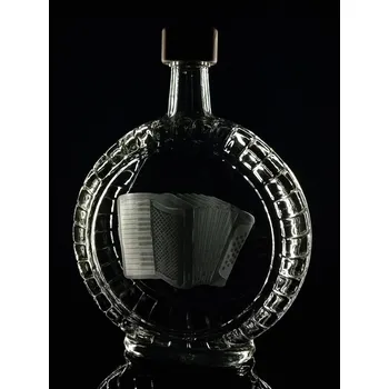 Sklenice lahev na kořalku 0,7l s tahací harmonika (akordeon) - ručně ryté (broušené) dárková krabička, dárek pro hudebníka