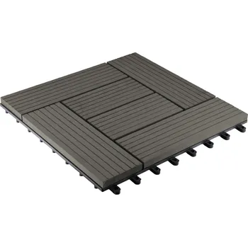 Venkovní dlažba Plastová terasová dlaždice L 30x30 - šedé (WPC terasová dlažba, dlaždice WPC 30x30 cm)