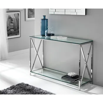 Konzolový stolek Designový skleněný konzolový stolek Sierra 120cm s policí