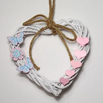 Svatební dekorace SRDCE BÍLÉ S MOTÝLKY A KVĚTINAMI