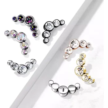 Piercing Ocelový náhradní díl do implantátu, tvar půlměsíce, čiré krystaly, 1,6 mm - Barva: Měděná