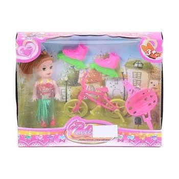 Panenka Lalka mini z rowerkiem i rolkami