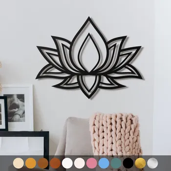 Obraz WoodenPuzzle.cz Dřevěný obraz - Lotosový květ Barva: Modrá, Velikost: L