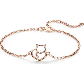 Náramek For Silver NÁRAMEK KOČKA - STŘÍBRO 925 Druh barvy: Zlatá růžová