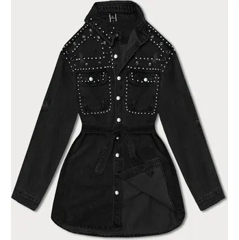 Černá dámská džínová oversize bunda (M6958) odstíny černé L (40)