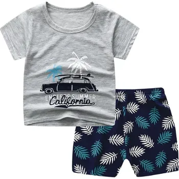 Dětský bavlněný letní set pro kluky - tričko + šortky Barva: california (P18), Velikost: 6 měs.