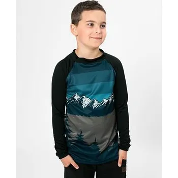 Dětské termotričko Drexiss dlouhý rukáv Mountains - petrol velikost 152-158