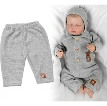 Pletené kalhoty Hand Made Boy, Baby Nellys, šedé, Velikost koj. oblečení 68 (3-6m)