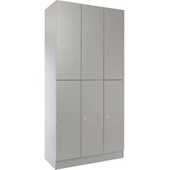 Šatní skříň Dřevěná šatní skříňka Visio LUX - 6 boxů, 90 x 45 x 185 cm, cylindrický zámek, šedá