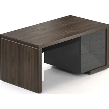 Jídelní stůl Stůl Lineart 160 x 85 cm + pravý kontejner, jilm tmavý / antracit