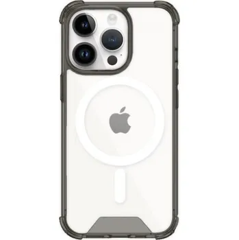 Pouzdro na mobilní telefon Transparentní kryt s barevným rámečkem a MagSafe pro iPhone 14 Pro Max - šedý