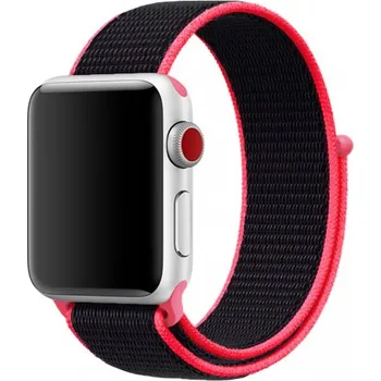 Řemínek na hodinky Nylonový řemínek se zapínáním na suchý zip pro Apple Watch Ultra 49mm / 46mm / 45mm / 44mm / 42mm - černorůžový