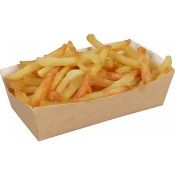 Jednorázové nádobí Papírová miska na hranolky hnědá 15x8x4cm (90ks)