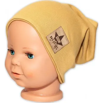 Módní doplněk Dětská bavlněná čepice - dvouvrstvá, hořčicová, Velikost koj. oblečení 80-98 (9-36m)