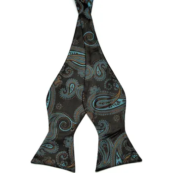 Tyrkysový hedvábný vázací motýlek Paisley - Tailor Toki