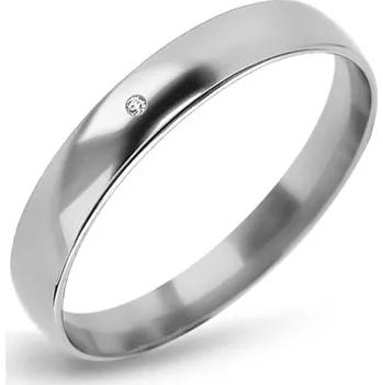 Prsten Dámská bílá obroučka s diamantem pro štěstí 3mm IZOB005BR + dárkové balení LUXUS zdarma