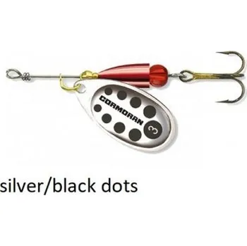 Umělá nástraha CORMORAN - Třpytka BULLET longcast stříbrná/černé tečky s trojháčkem vel. 3 7g