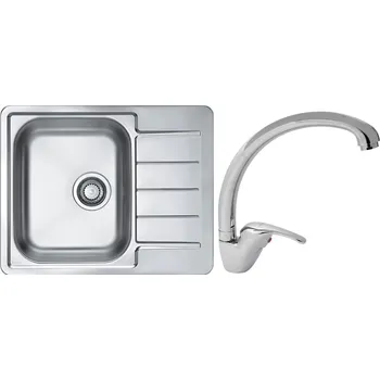 Kuchyňský dřez Alveus Set Line 110 Nerezový dřez s odkapem 615x500 mm + baterie Grandia, nerez, SETA742