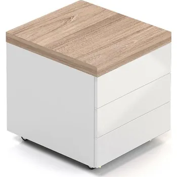 Zásuvkový kontejner Mobilní kontejner Lineart 60 x 50 cm, jilm světlý / bílá