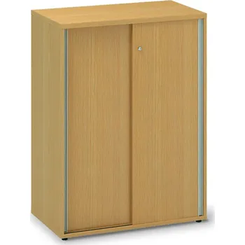 Šatní skříň Střední skříň s posuvnými dveřmi ProOffice 80 x 45 x 106,3 cm, buk