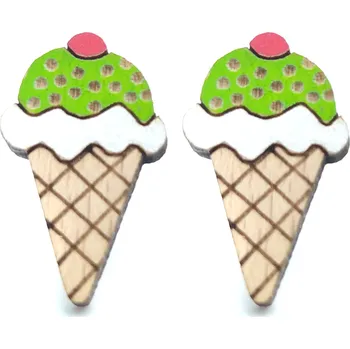 Náušnice Pehucraft dřevěné náušnice zmrzlinky ph0005