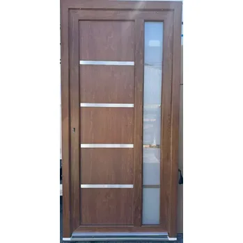 Vchodové dveře SOFT vchodové plastové dveře SARAH 2, zlatý dub/bílá, 98x200 cm (jednokřídlé plastové dveře 98x200 cm)