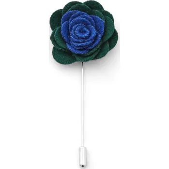 Brož Tmavě zelená a královsky modrá květina do klopy - Warren Asher