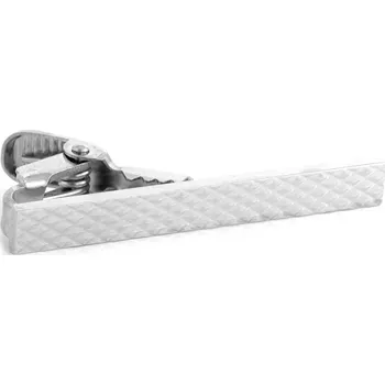 Spona na kravatu Krátká spona na kravatu se vzorem harlekýn stříbrné barvy - Warren Asher