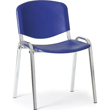 Jednací židle Plastová židle ISO - chromované nohy, modrá