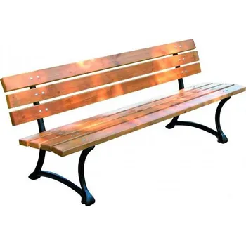 Zahradní lavice Dřevěná parková lavice- litinový rám + dřevěný sedák a opěrka, 180 cm