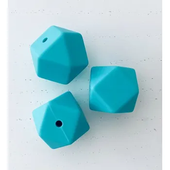 Silikonový korálek hranatý 17mm tyrkysový