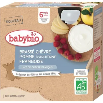 BabyBio Svačinka z kozího mléka s jablkem a malinami 4 x 85 g