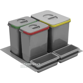 Odpadkový koš Koš odpadkový REJS PRAKTIKO 60/30/3 do zásuvky 15l+2x7l v300mm šedý