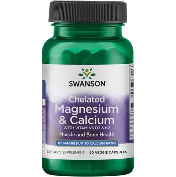 Swanson Chelated Magnesium & Calcium with Vitamins D3 & K2 90 cps.