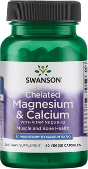 Swanson Chelated Magnesium & Calcium with Vitamins D3 & K2 90 cps.