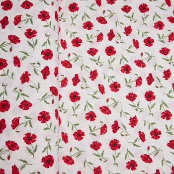 Tegatex Bavlněná látka metráž - červené kvítky máků