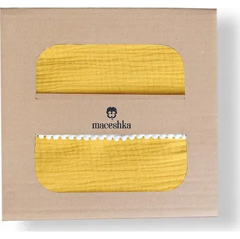 Povlečení Maceshka Mušelínové povlečení Nature s ozdobným okrajem, mimosa-pompony