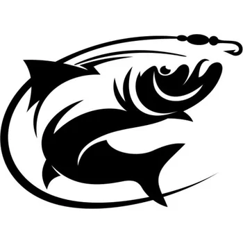 Samolepicí dekorace na vozidlo Samolepka losos s udicí na auto a motorku, tuning nálepka (5702)