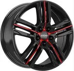 alu-kola RONAL R57 7.5x18, 5x108 ET40, brilantní černá- červené paprsky
