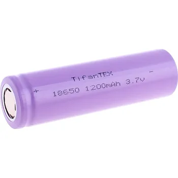 Článková baterie 18650 Baterie nabíjecí 1200 mAh 3,7V bez výstupku TFT (Hladká baterka - délka 6,5 cm, průměr 1,8 cm)