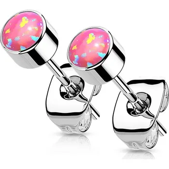 Náušnice Steel Edge Titanové náušnice pecky s opálem SET23ER06-4 Barva: Růžová