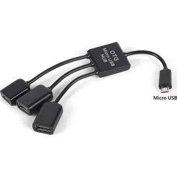 Datové redukce OTG adaptér 3v1 s USB hubem - Micro USB