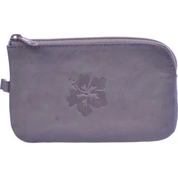 Dámská velká kožená klíčenka 1039-A šedá s kytičkou