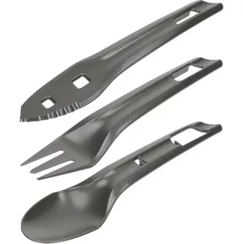 Příbor Příborový outdoorový set WILDO OCYs GREY (Příbory, hrnky, kempingové nádobí. WILDO OCYS OLIV 3ks - skládací jako celek, snadné balení a skladování, ostrý nůž, šikovná vidlička a výsuvná lžíce (v kombinaci s nožem))